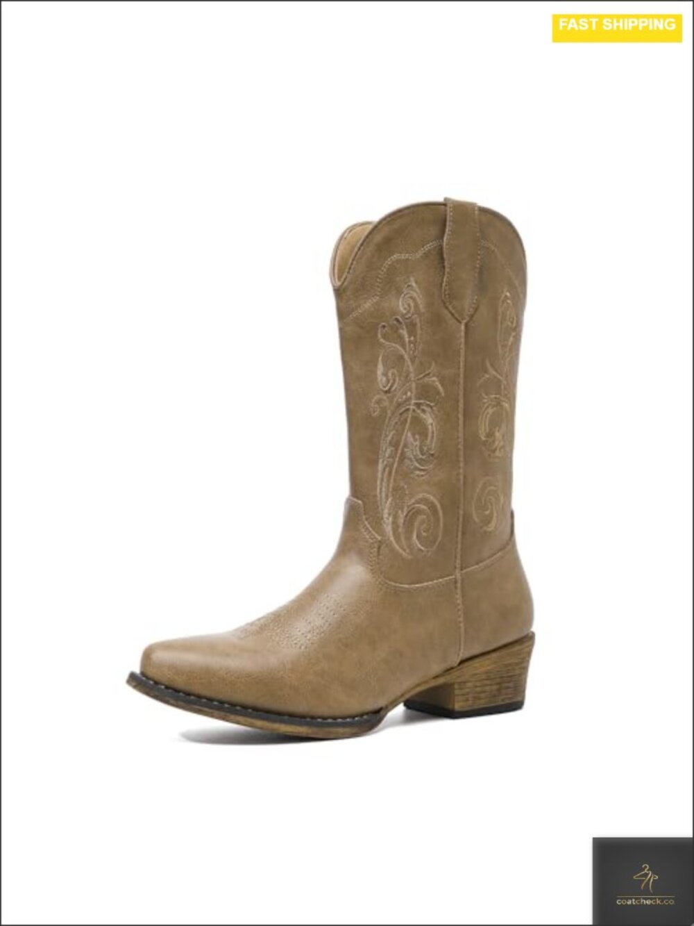Women's Western Embroidered Cowgirl Mid-Calf Boots Pointed Toe Leather